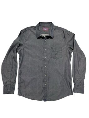 UNTUCKit Men's Charcoal Gray Long-Sleeve Button-Down Shirt Slim Fit L